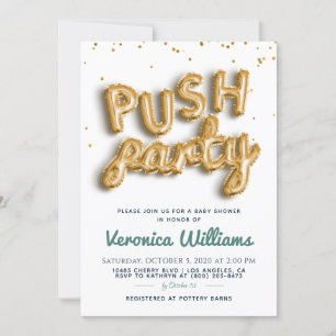Push Party Trendy Modern Baby Shower Invitation