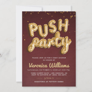 Push Party Trendy Modern Baby Shower Invitation