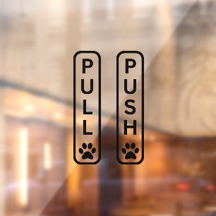 PUSH PULL Paw Print Window Decal