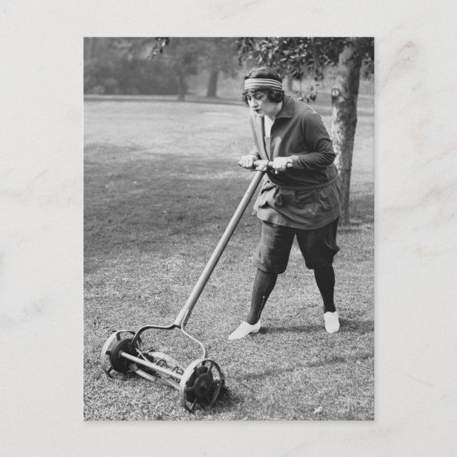 Push Reel Mower, 1910s Postcard (Front)