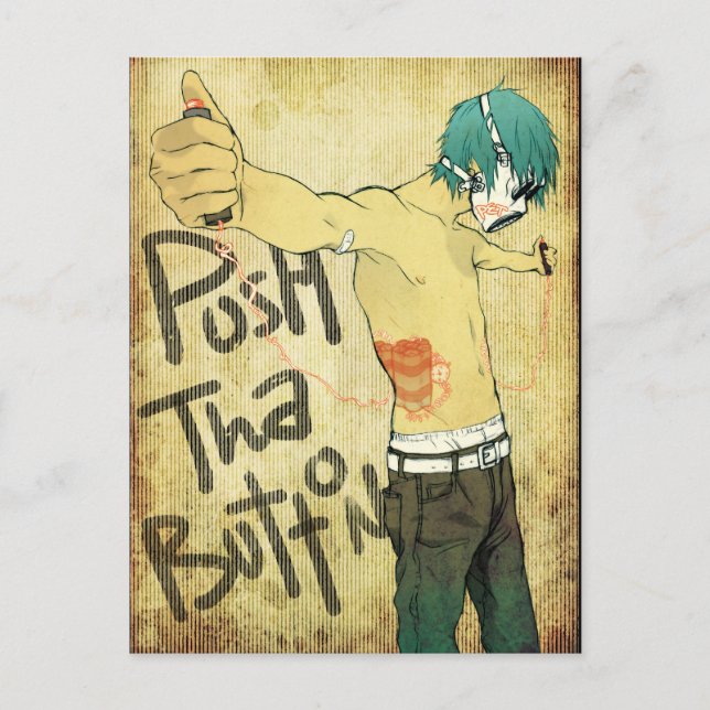 Push Tha Button Postcard (Front)