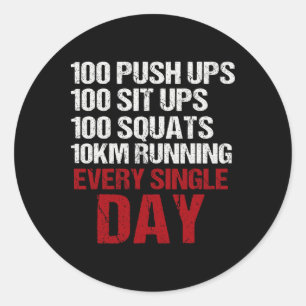Push Ups Sit Ups Squats Running Bodybuilding Power Classic Round Sticker