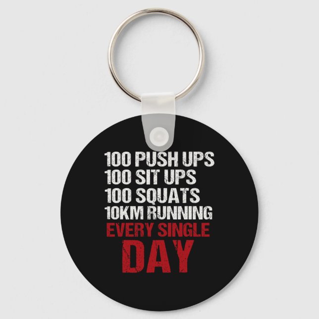 Push Ups Sit Ups Squats Running Bodybuilding Power Key Ring (Front)