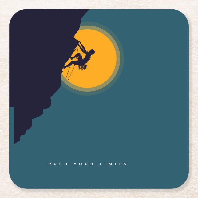 Push Your Limit Inspiration Square Paper Coaster (Front)