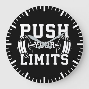 Push Your Limits - Gym Workout Motivation Large Clock