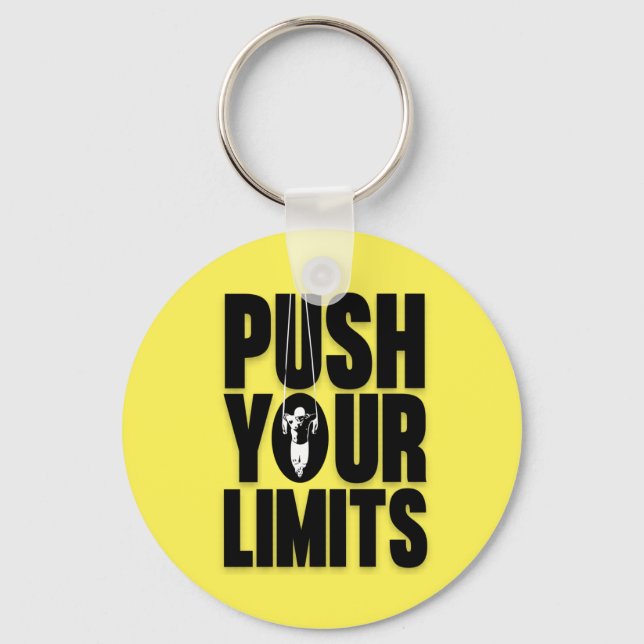Push Your Limits Man pushing with TRX Key Ring (Front)