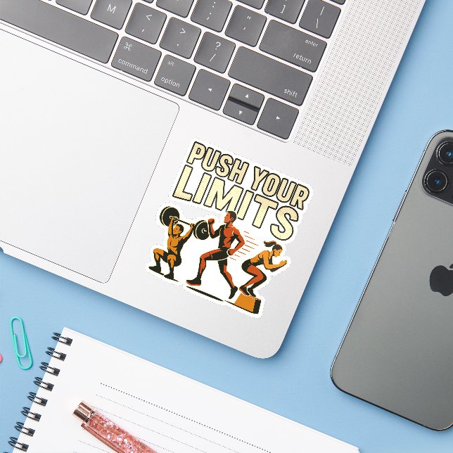  Push Your Limits | Motivational Fitness Stickers (Laptop w/ iPhone)