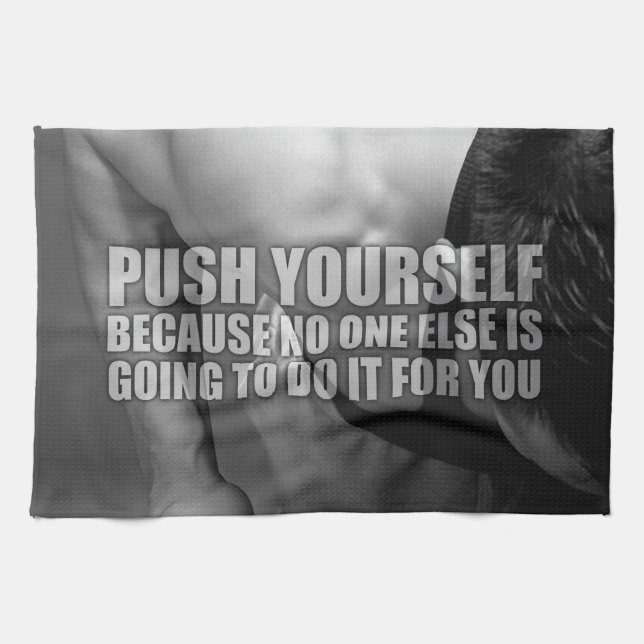 Push Yourself - Workout Motivational Tea Towel (Horizontal)