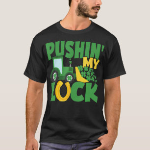 Pushin' My Luck Kids Toddler Tractor St Patrick'S T-Shirt