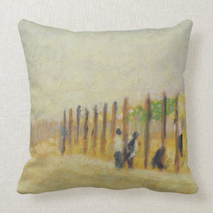 Pushing in the Poles, c.1882 (oil on canvas) Cushion