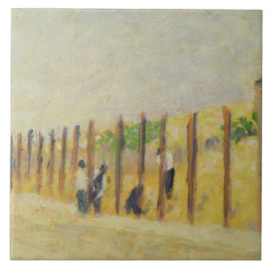 Pushing in the Poles, c.1882 (oil on canvas) Tile