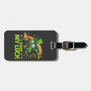 Pushing My Luck Funny Excavator St Patrick's Day  Luggage Tag
