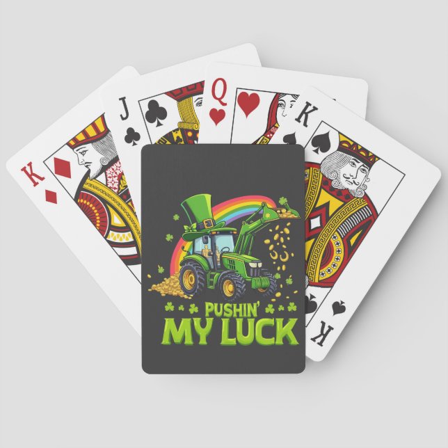 Pushing My Luck Funny Excavator St Patrick's Day  Playing Cards (Back)