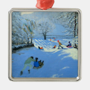 Pushing the Sledge Youlgreave Metal Ornament