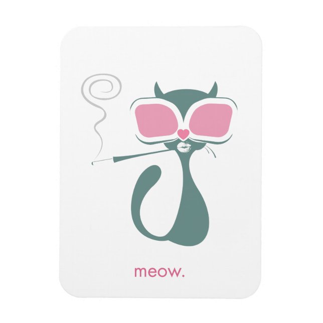 Pussy Golightly Meow White Magnet (Vertical)