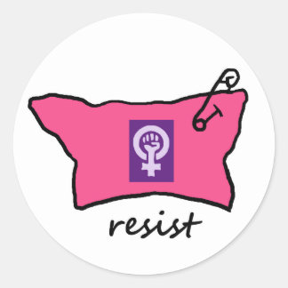Pussy Hat Resist stickers with women's power sign