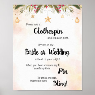 Put a Clothes Pin Christmas Shower Game Sign