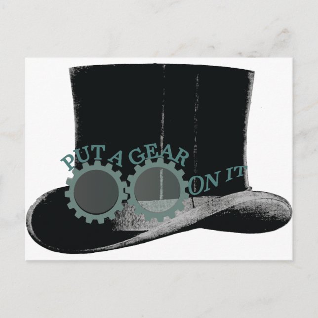 put a gear on it - steampunk postcard (Front)