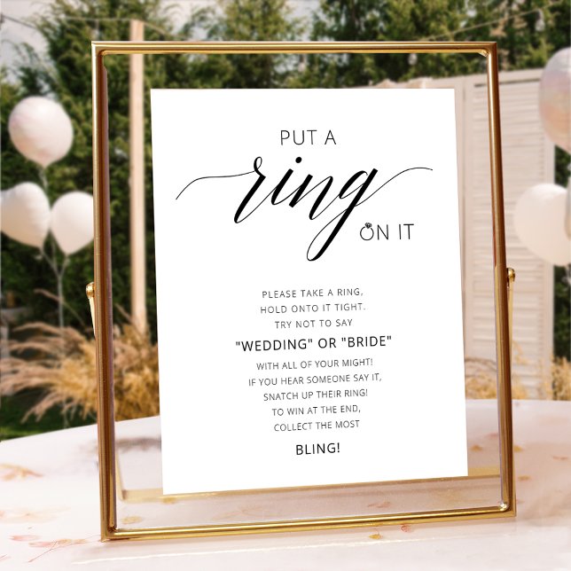 Put A Ring On It Calligraphy Bridal Shower Game Poster (Creator Uploaded)