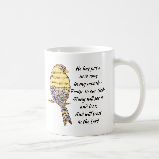 Put a Song in my Heart Bible Scripture Bird Coffee Mug (Right)