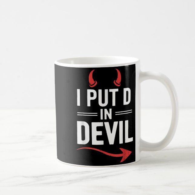 Put D in Devil Funny Halloween Matching Couple Coffee Mug (Right)