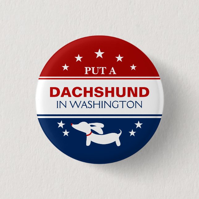 Put Dachshund in Washington Political Button (Front)