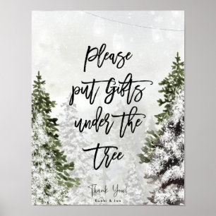 put gifts under the tree christmas holiday poster