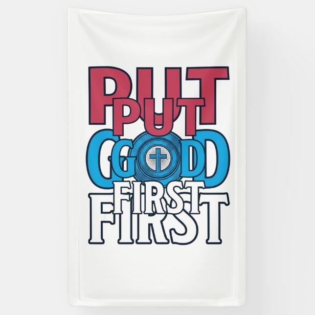 Put God First Christian Quote Vector Banner (Vertical)