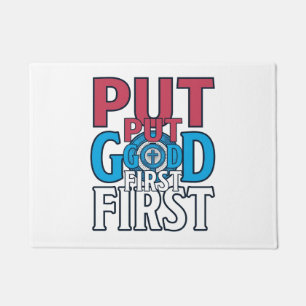 Put God First Christian Quote Vector Doormat