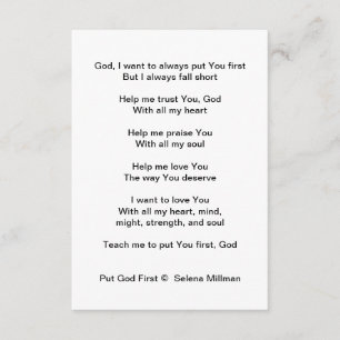 "Put God First" Poem Enclosure Card