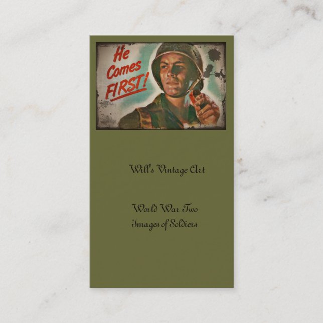 Put Him First WWII Food Rations Business Card (Front)