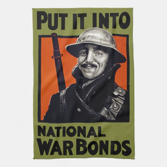 Put It Into National War Bonds Tea Towel (Vertical)