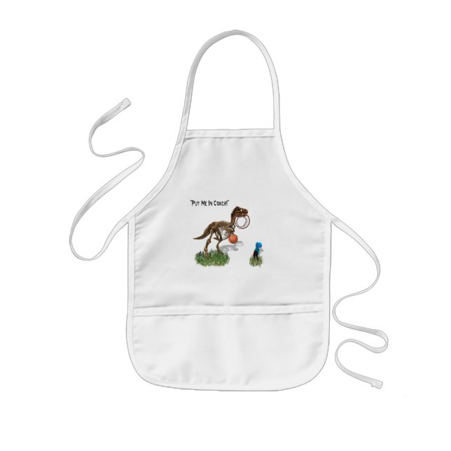"Put me in Coach" Dinosaur Kids' Apron (Front)
