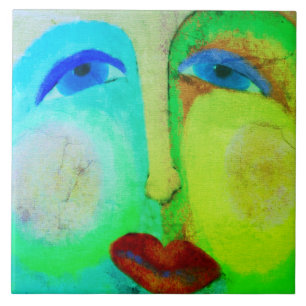 Put on a Happy Face Abstract Art Ceramic Tile