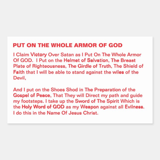 Put On The Whole Armour Of GOD Rectangular Sticker (Front)
