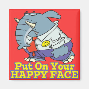 put on your happy face facade elephant magnet