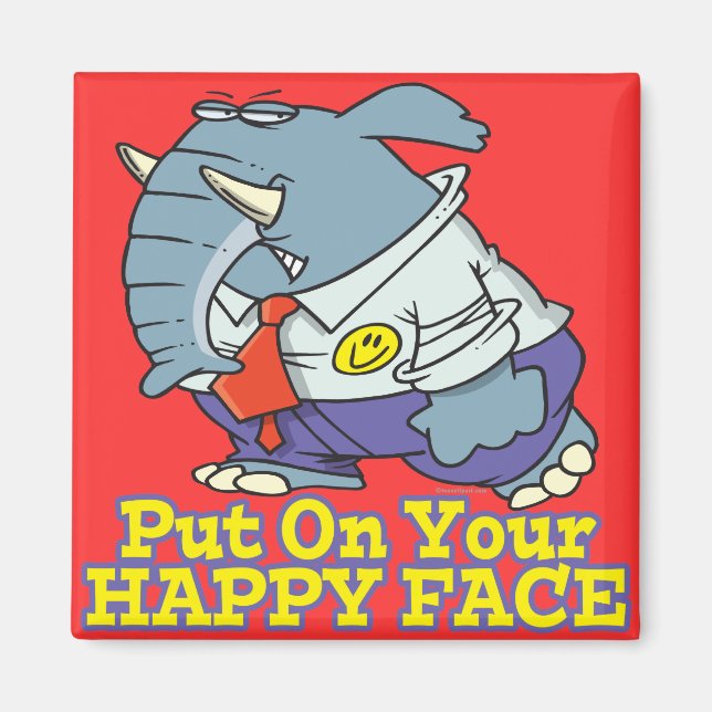 put on your happy face facade elephant magnet (Front)