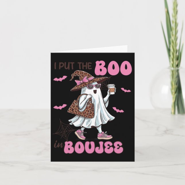 Put The Boo In Boujee Halloween Cute Lady Ghost Gi Card (Front)