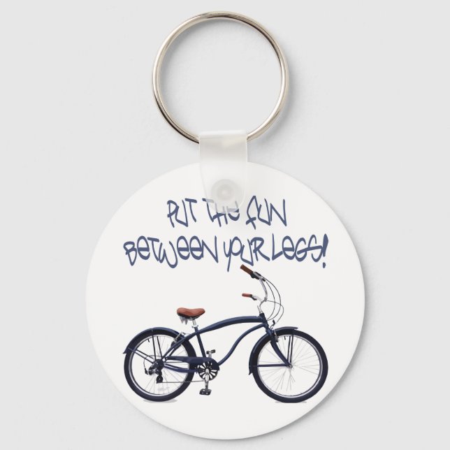 Put the FUN between your legs - blue Key Ring (Front)