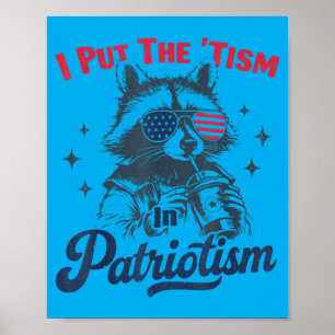 Put The In Patrio Retro Racoon Usa Flag 4th July Poster
