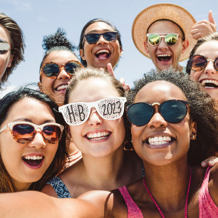 "Put These on and Pose" Wedding Photo Trend Retro Sunglasses