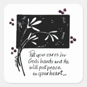 Put Your Cares in God's Hands Square Sticker