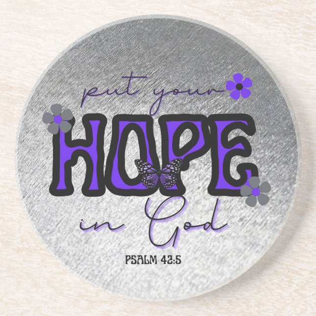 Put Your Hope in God Metallic Sandstone Coaster (Front)