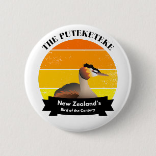 Puteketeke New Zealand's Bird of the Century 6 Cm Round Badge