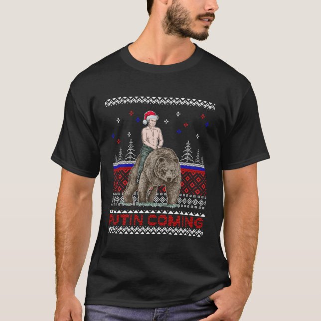 Putin Bear Ugly Sweater Blyat For Christmas (Front)