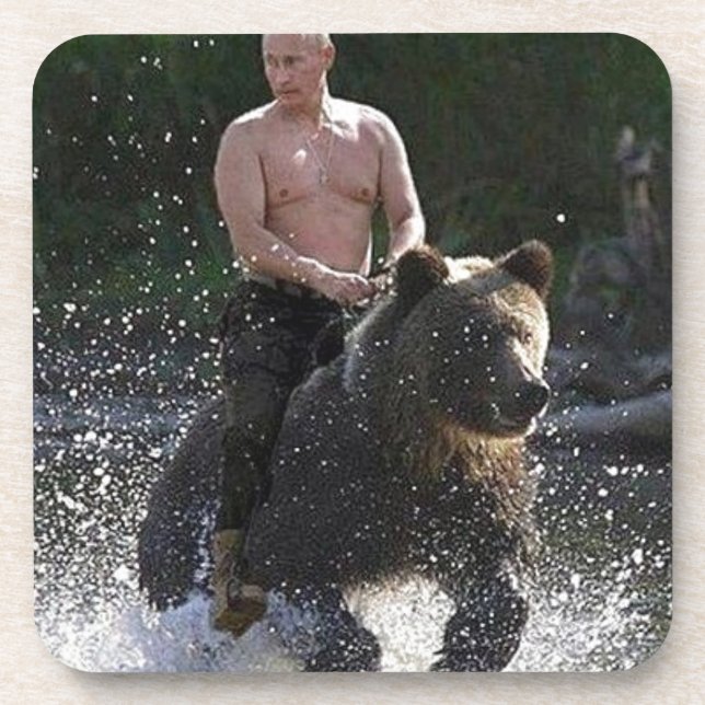 Putin rides a bear! coaster (Front)