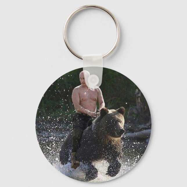 Putin rides a bear! key ring (Front)