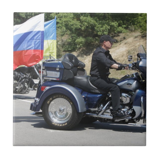 Putin rides a Trike! Ceramic Tile (Front)