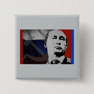 Putin with Russian Flag 15 Cm Square Badge
