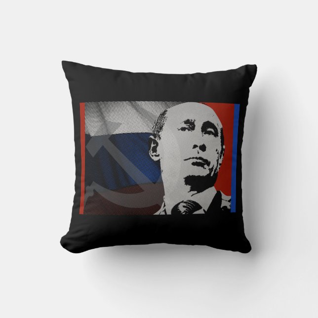 Putin with Russian Flag Cushion (Front)